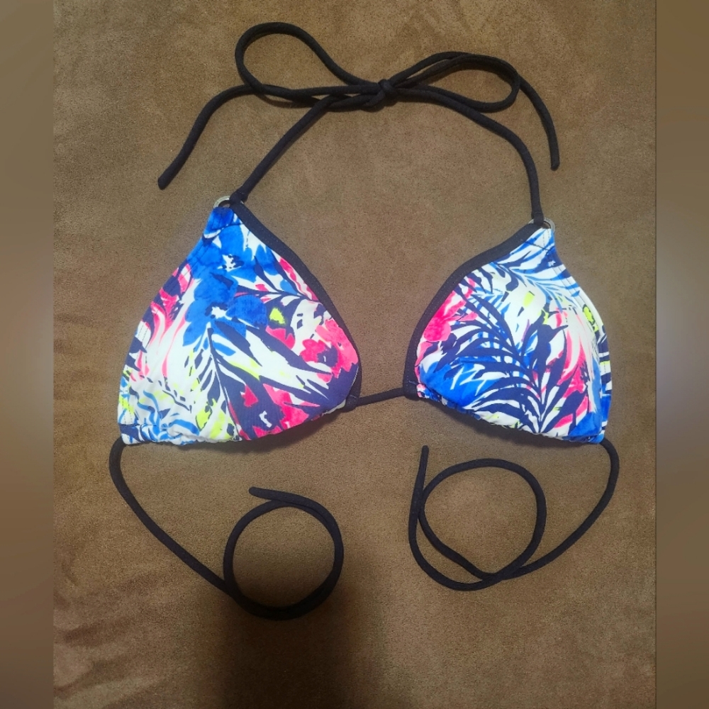 Hollister - Swim Top, Adjustable, Floral, Vibrant Colors, Lightly Padded, Medium
